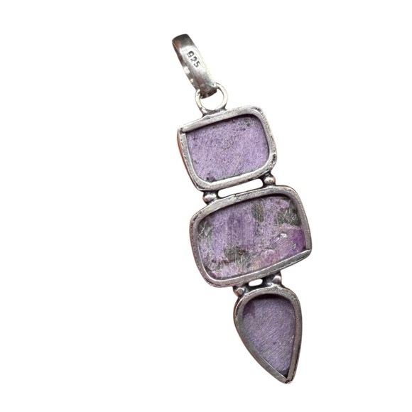 Purpurite Necklace Pendant 925 Sterling Silver Overlay - Picture 3 of 3